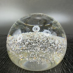 Hand Blown Italian Murano Art Glass Paperweight Dome With Sparkles Center Glass