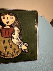 Tile/Hot Plate Switzerland Woman Bird Big Dress