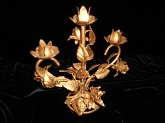 Vintage Italian Rose Tole Candelabra