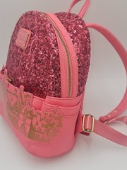 Nice LOUNGEFLY Biltmore LIMITED EDITION Pink SEQUINS Exclusive BACKPACK Bag GOLD