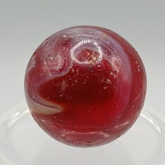 .65″ Vintage CAC Christensen Peltier Akro Red Slag Swirl Marble- #Q107