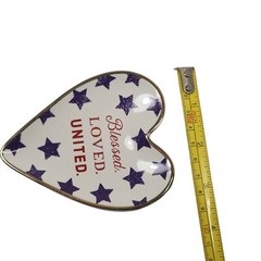 Demdaco Art Hearts “Blessed Loved United” Ceramic 4″ Trinket Dish