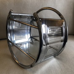 VTG Round Chrome Metal Glass Wall Shelf MCM Mesh Side Bauhaus Eileen Gray Circle