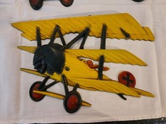 Lot of 3 Vintage Homco Airplane Wall Decor Cast Metal WWI Bi-Planes 1975 USA