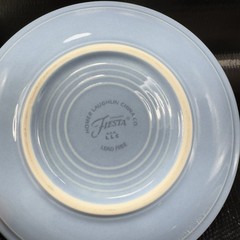 Fiestaware USA Pottery Periwinkle Blue Teacup And Saucer Set Stoneware Vintage