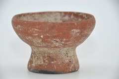 Ancient Pre-Columbian Ceramic Pottery Red Pedestal Bowl 2.25″ Tall x 3.5″ Wide