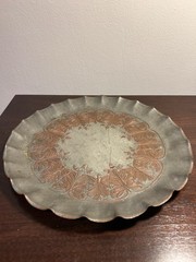 Vintage Trade Continental Antique Beaten Copper Plate 13″