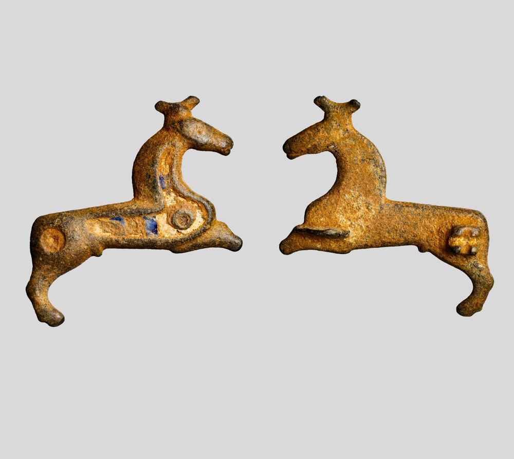 Phoenician Bronze Horse Mount Color Inlay Hellenistic Period 300–100BC Antiquity