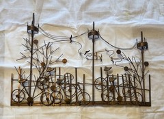 Vintage Copper Bicycle Park Wall Art
