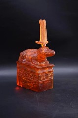 Rare Ancient Egyptian Antique Statue God Sobek Crocodile Amber Stone Egypt BC