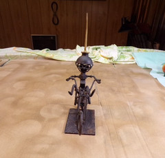 VTG Motorcycle Sculpture from Oil Can and Other Metal Objects