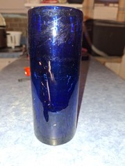 Vintage Hand Blown Cobalt Blue Glass Bud Flower Vase Cylindrical