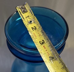Vintage MCM Made in Belgium Large 9.5″ Turquoise Blue Glass Lever Apothecary Jar