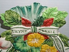 Fitz & Floyd Herb Garden Thyme Basil Oregano Parsley Canape Plate 1996