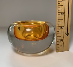 Vintage Sommerso Style Glass Bowl Orange Interior Made In Germany