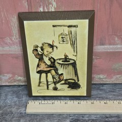 Vintage Hummel Mothers Helper Wood Hanging Picture Sewing ARS/AG Switzerland