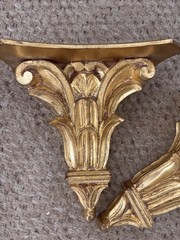 Pair Handmade Neoclassical Corinthian Giltwood Wall Brackets Shelf Shelves Italy