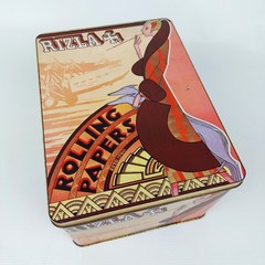Vtg Rizla Tin Box Rolling Papers Advertising – Art Deco Design Storage Container