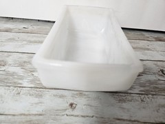 AKRO AGATE White Swirl Slag Glass Daffodil planter trinket dish catchall floral