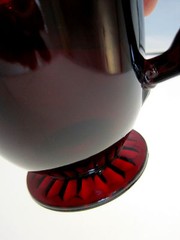 Ruby Cranberry Red Glass Sugar Creamer Tray Un-Matched Design