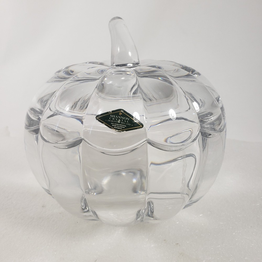 Godinger Ireland Shannon 24% Lead Crystal Pumpkin Fall Halloween Thanksgiving