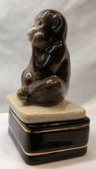 Vintage 1990’s Takahashi San Francisco Monkey Ceramic Trinket Box
