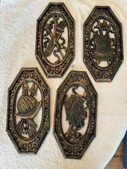 VTG Homco Syroco Medieval Gothic Weapon & Armor Themed Plastic 4 Wall Plaques