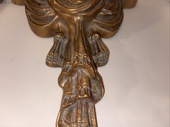 Pair Of Wood Wall Shelf Sconces Gilt Painted Draped Tassel Neoclassical