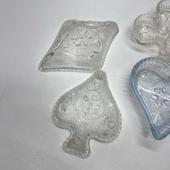 VTG Indiana Glass Lot Card Suit Trinket Dishes Clover Diamond Heart Etc