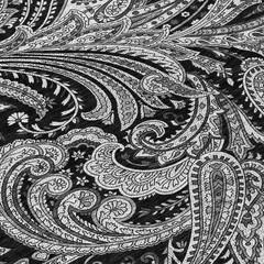 8′ Black Gray And White Round Paisley Washable Rug