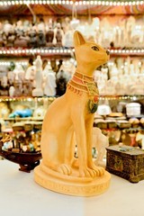 Unique Statue of Bastet Cat Heavy Large Size Handcrafted Painted Made in Egypt