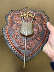Vintage Medieval Wall Decorative Arts Coat Of Arms Europe 9×7” Used WOW!