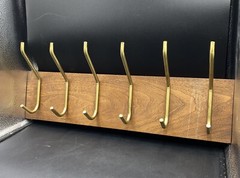 MCM Modernist LOUMAC SUPPLY NYC Wood Coat Rack Metal Hooks 24” X 6”