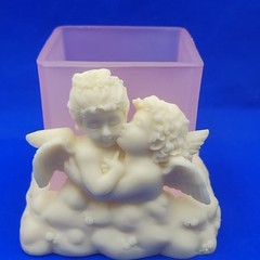 Vintage New 2000 Roman Inc. Cherub Angels Embracing Candle Holder Rare!