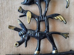 Vintage Wall Hook Bremen Town Musicians Cast Aluminum USSR 8 Hooks 1970s