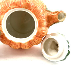 OCI 1990 Fall Pumpkin Squirrel Ceramic Teapot Orange 25oz