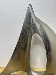 SAIL BOAT SCULPTURE, CAST ALUMINUM, 14” Tall X 12” Wide