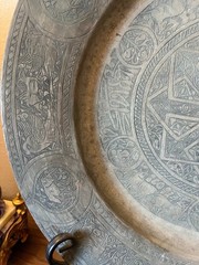 Large Late 19th Century Wall Hanging Antique Copper Middle Eastern Charger Plate
