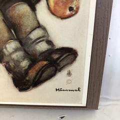 VINTAGE HUMMEL PICTURE Boy On Tree Branch Swing Wood Wall Plaque Switzerland