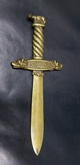 Antique Heavy Roma S.P.Q.R. Brass Knife Letter Opener, Romulus Remus wolf theme