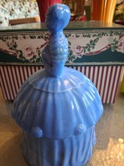 Akro Blue Slag Glass Lady