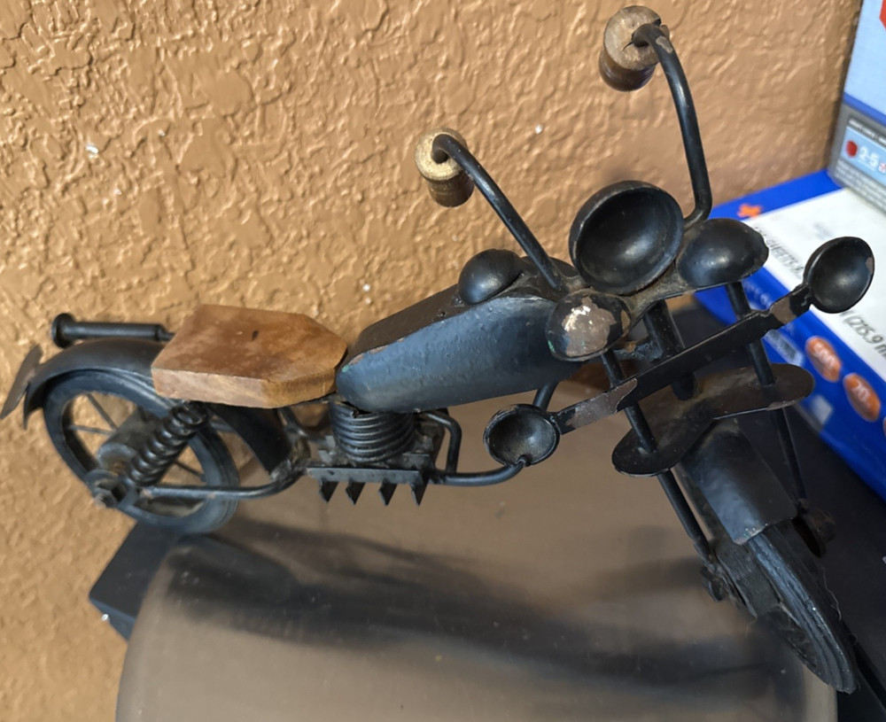 Vintage Metal n Wood Replica Motorcycle distressed see pictures op3