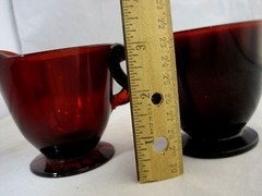 Ruby Cranberry Red Glass Sugar Creamer Tray Un-Matched Design