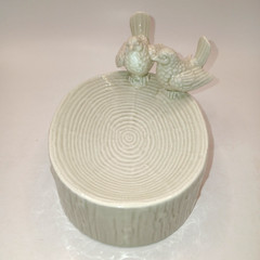 Vintage Fitz & Floyd Ceramic Love Birds Trinket Soap Dish Beige 1978 Japan