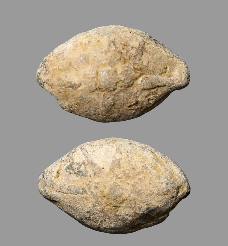 Ancient Greek Hellenistic PB Sling Bullet Inscribed Sun / Star Symbol Artifact
