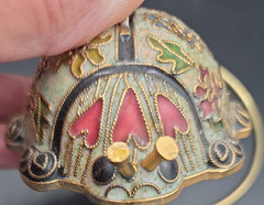 Cloisenne Enemaled Lady Bug Ornament Cooper,Gold,Enamel,Silver