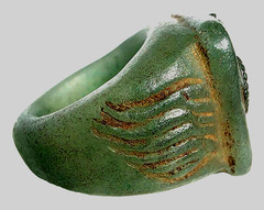 300 BC Authentic Ancient Roman hololith Ring Engraved Gemstone Depict Eagle