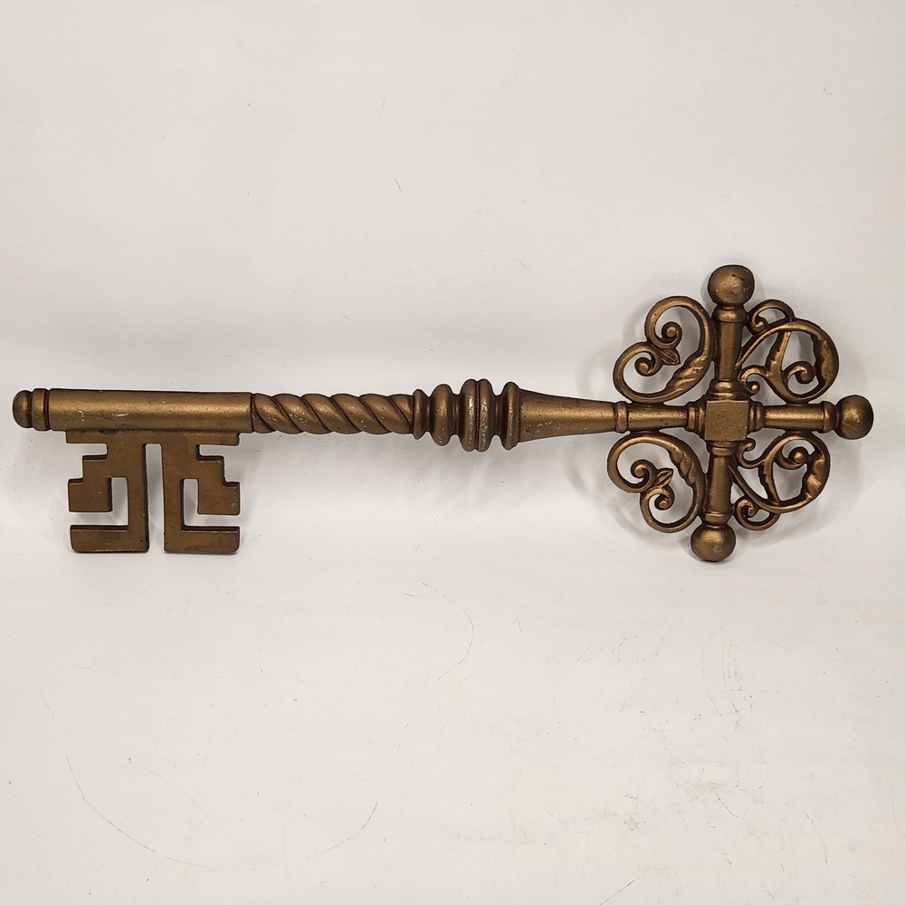 VTG Sexton Skeleton Key Gold Retro Wall Decor Art 20″ X 7″ MCM