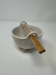 Rae Dunn classic white asian style RICE bowl with chopsticks, Rae dunn classic