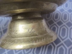 Estate Antiqu 1909? Edwardian BRASS pedestal DISH pillar CANDLE HOLDER old INDIA